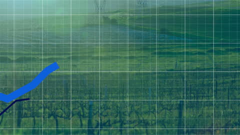 Composite of Financial Growth Data with Landscape Grid Background