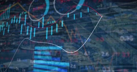 Dynamic Financial Graphs on Dark Digital Background - Download Free Stock Images Pikwizard.com
