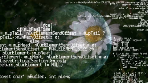 Code Overlay on Globe and Flowers for Global Tech Concept