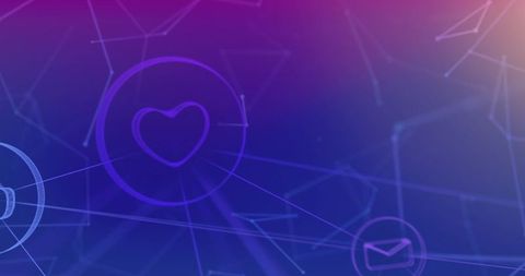 Abstract digital heart icon with technological network