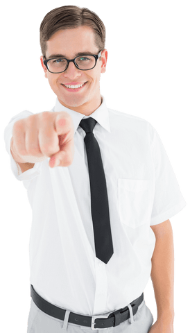 smiling businessman wearing glasses pointing on transparent background - Download Free Stock Videos Pikwizard.com
