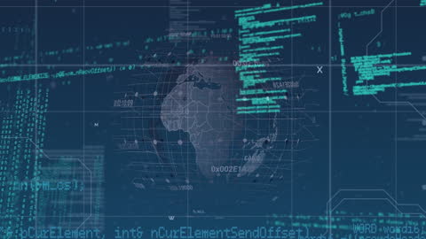 Digital Globe with Code Overlay Illustrating Global Connectivity