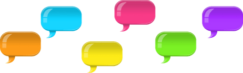 Bright multicolored transparent speech bubble icons