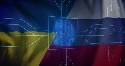 Biometric Technology Interface Over Russian and Ukrainian Flags - Download Free Stock Images Pikwizard.com