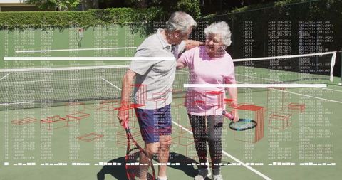 Senior Couple Enjoying Tennis Match Together Outdoors