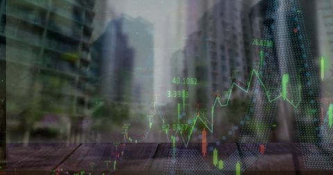Digital Investment Analysis Overlaid on Urban Cityscape - Download Free Stock Images Pikwizard.com