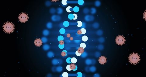 DNA Strand Surrounded by Viral Cells Digitally Generated - Download Free Stock Images Pikwizard.com