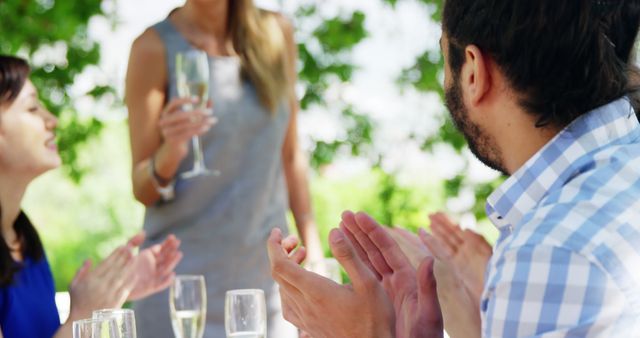 Friends Celebrating with Champagne Outdoors - Download Free Stock Images Pikwizard.com