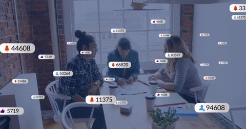Team Collaboration with Digital Notifications in Modern Loft Workspace