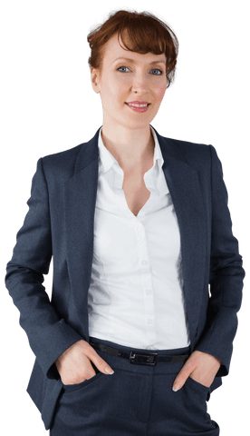 Confident Businesswoman on Transparent Background in Suit