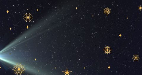 Golden Snowflakes in Starry Night Sky with Shining Light - Download Free Stock Images Pikwizard.com