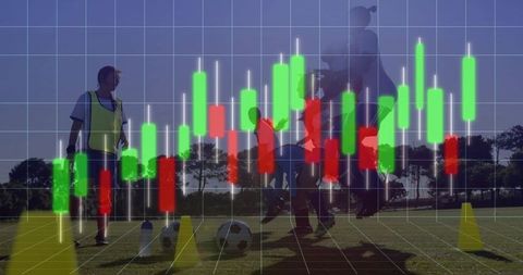 Youth Soccer Training Overlayed with Financial Chart