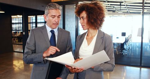 Business Professionals Reviewing Documents in Modern Office Setting - Download Free Stock Images Pikwizard.com