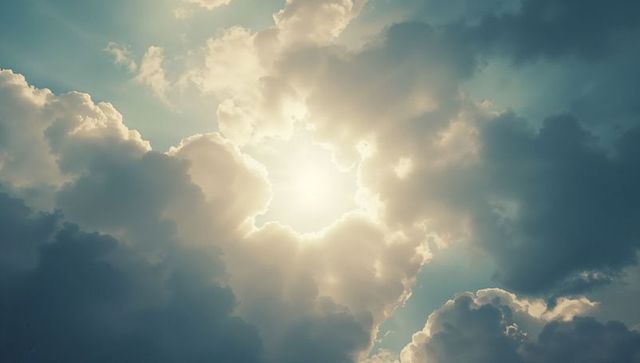Radiant Sunlight Illuminating Cumulus Cloudscape
