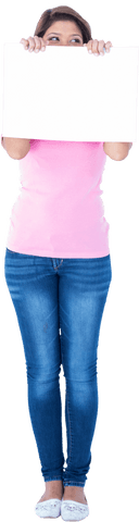 Full Length Woman Holding Transparent Blank Signboard Ready for Your Message - Download Free Stock Videos Pikwizard.com