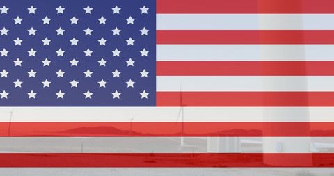 USA Flag Overlaying Wind Turbines in Desert for Clean Energy - Download Free Stock Images Pikwizard.com