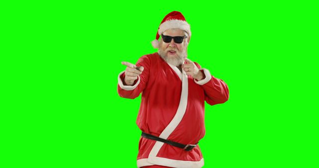 Cool Santa Pointing and Wearing Sunglasses with Green Background - Download Free Stock Images Pikwizard.com