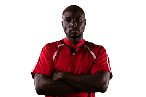 Confident African American Male Athlete on Transparent Background