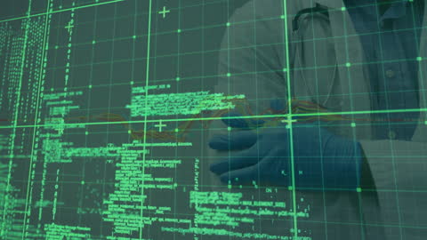 Doctor Analyzing Digital Health Data on Virtual Interface