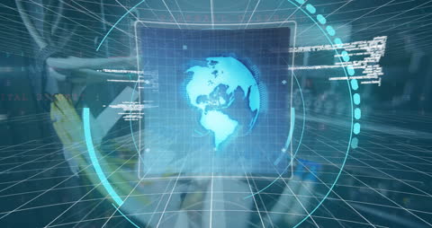 Futuristic Digital Network with Global Connection Interface