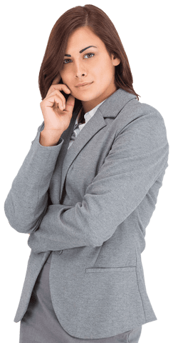 Confident Hispanic Businesswoman Standing Against Transparent Background