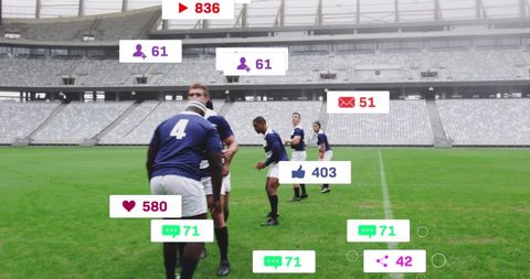 Rugby Players with Social Media Metrics in Stadium Setting