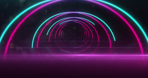 Futuristic Neon Tunnel with Rotating Light Patterns