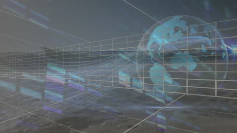Digital Earth Animation with Global Connections Concept