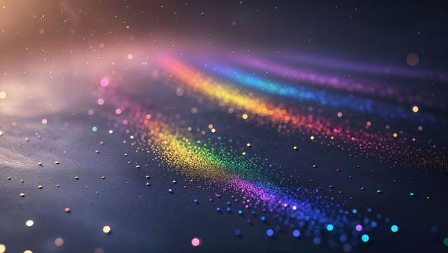Vibrant Rainbow Glitter Trails with Luminescent Highlights