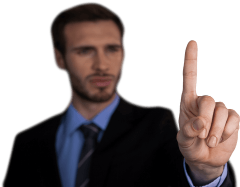 Businessman Touching Transparent Virtual Interface with Index Finger - Download Free Stock Videos Pikwizard.com