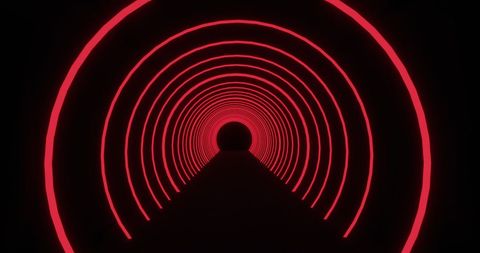 Futuristic Neon Tunnel with Pulsating Red Arcs - Download Free Stock Images Pikwizard.com