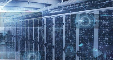 Advanced Server Room with Infographics and Digital Overlay - Download Free Stock Images Pikwizard.com