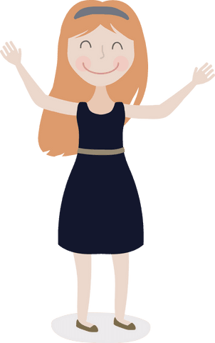 Transparent friendly cartoon girl welcoming gesture
