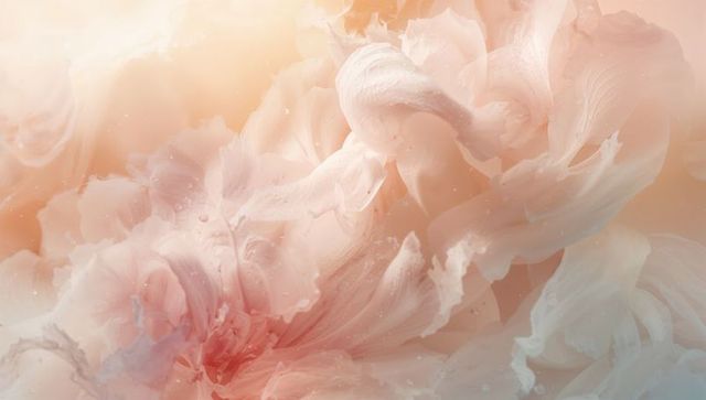 Floating sheer petal core in pastel macro close-up with translucent texture and soft bokeh