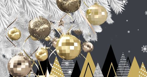 Elegant Holiday Baubles with Falling Snowflakes