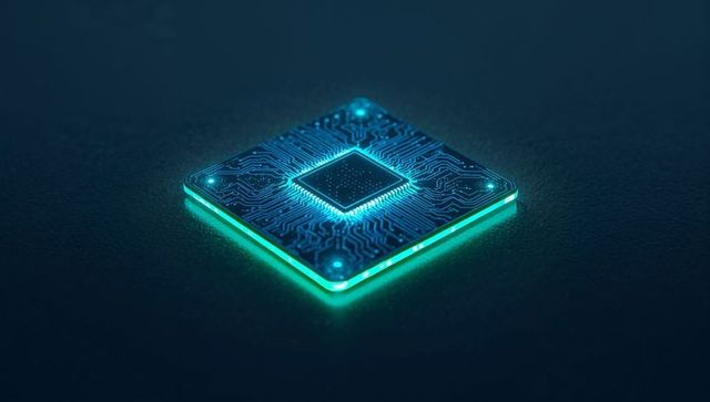 Futuristic Microchip Highlighting Technological Innovation