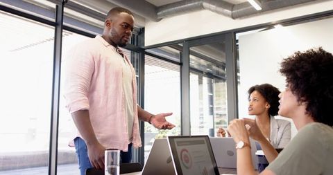 Professional Business Meeting with Diverse Coworkers Collaborating