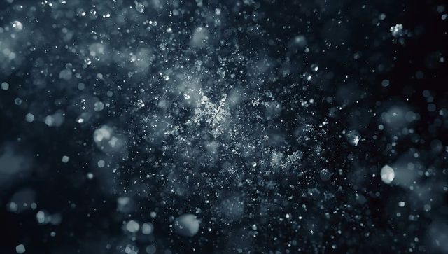 Glittering Snow Crystal in Magical Winter Night Scene