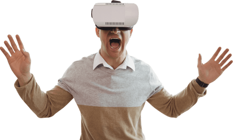 Excited Man Experiencing Transparent Virtual Reality Entertainment - Download Free Stock Videos Pikwizard.com