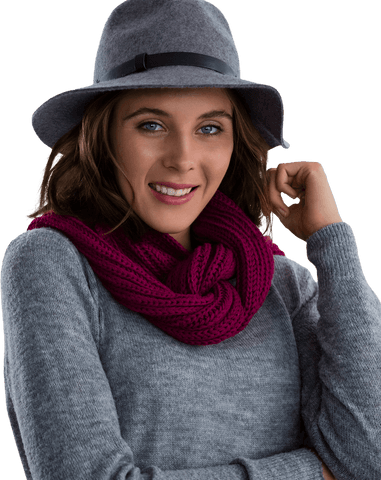 Transparent Fashionable Woman Wearing Hat and Scarf Smiling - Download Free Stock Videos Pikwizard.com
