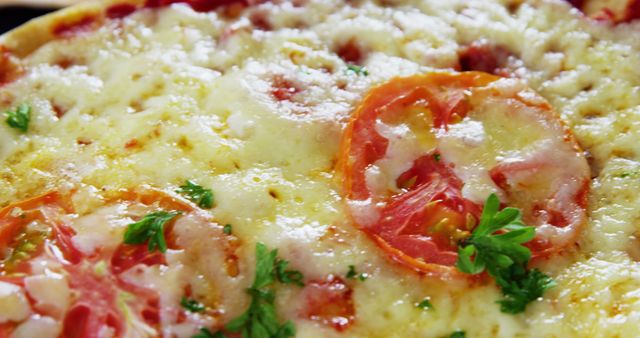 Close-up of Freshly Baked Tomato and Cheese Pizza - Download Free Stock Images Pikwizard.com