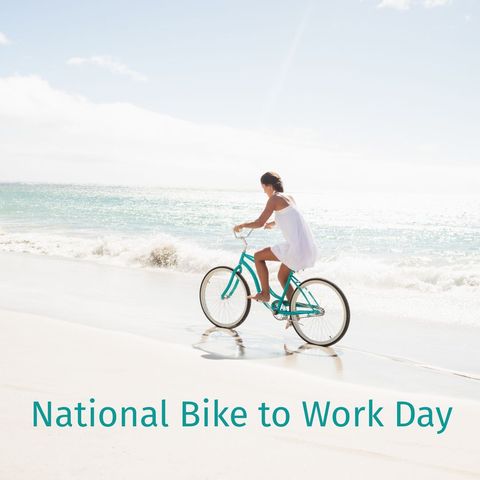 Woman Cycling Along Beach for National Bike to Work Day Awareness - Download Free Stock Templates Pikwizard.com