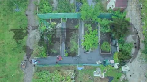 Drone Overhead of Urban Gardeners in Community Garden