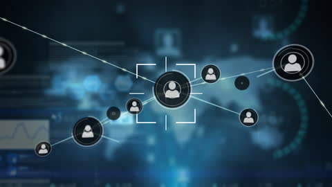 Digital Network with People Icons and Data Connections
