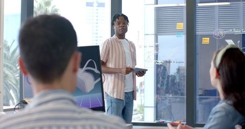 Digital presentation in modern office setting