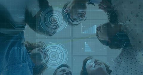 Diverse Team Using Holographic Data Interface in Modern Meeting