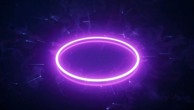 Vibrant neon purple ring in cosmic haze futuristic digital art