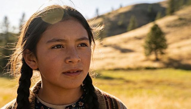 Standing teen with braided hair gazing in sunlit meadow during golden hour