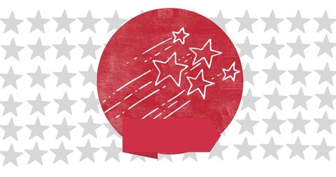 Red Circle with Shooting Stars on Patriotic Background