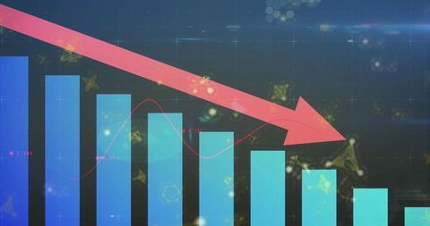 Futuristic Data Analysis Dashboard with Declining Trend Visual